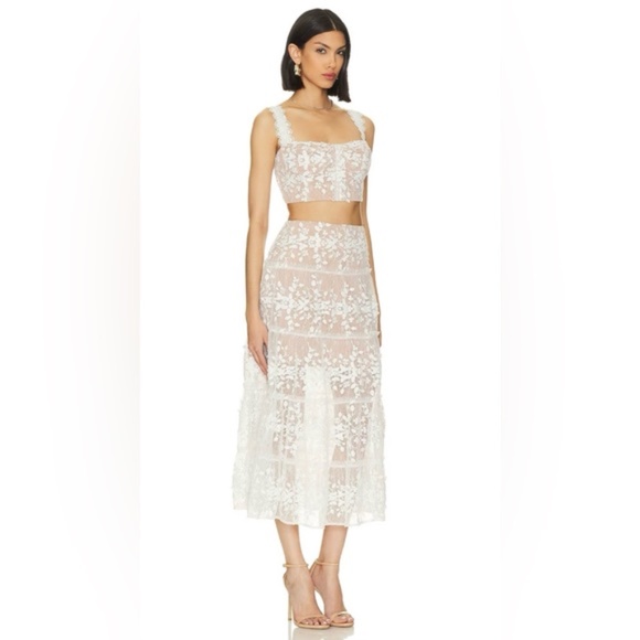 Revolve Bronx and Banco Megan Two Piece Lace Set White size small - Picture 3 of 13